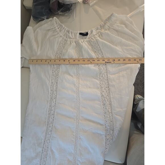 Lane Bryant Eyelet Shirt Dress 22 / 24 White Western Cottage Coquette Fairy - Picture 4 of 7